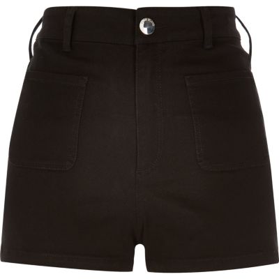 Black denim high waisted shorts